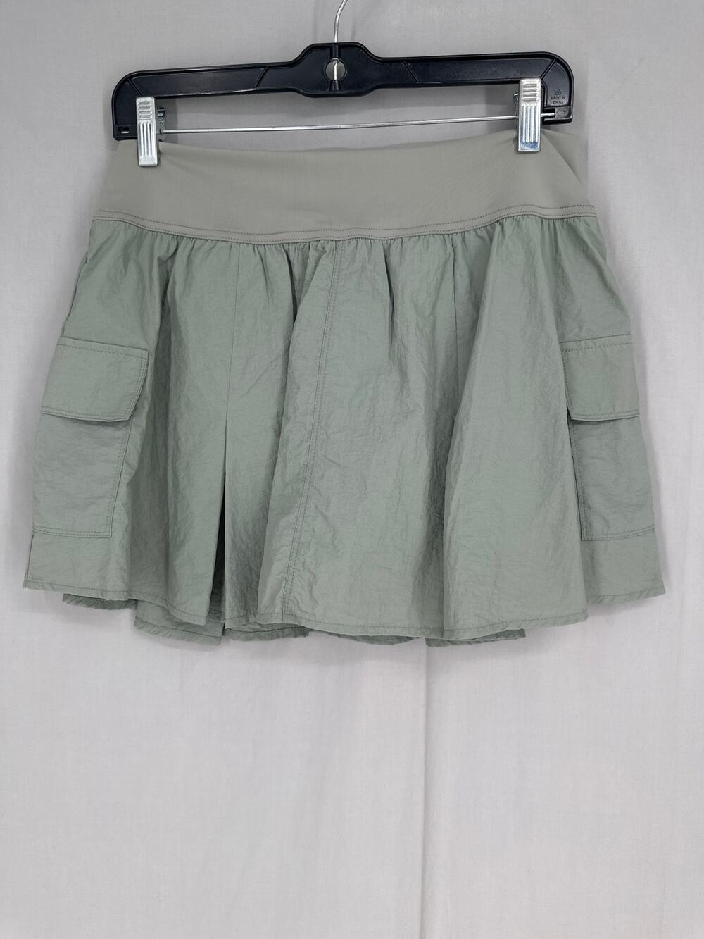 Lush Skort Womens Large Olive Green Mini Pleated Cargo Pull On Comfort